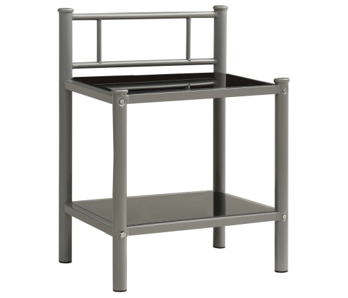 vidaXL naktsgaldiņi, 2 gab., pelēks metāls, melns stikls