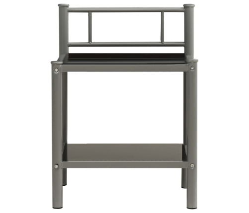 vidaXL naktsgaldiņi, 2 gab., pelēks metāls, melns stikls