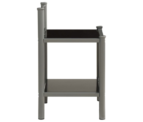 vidaXL naktsgaldiņi, 2 gab., pelēks metāls, melns stikls