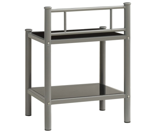 vidaXL naktsgaldiņi, 2 gab., pelēks metāls, melns stikls