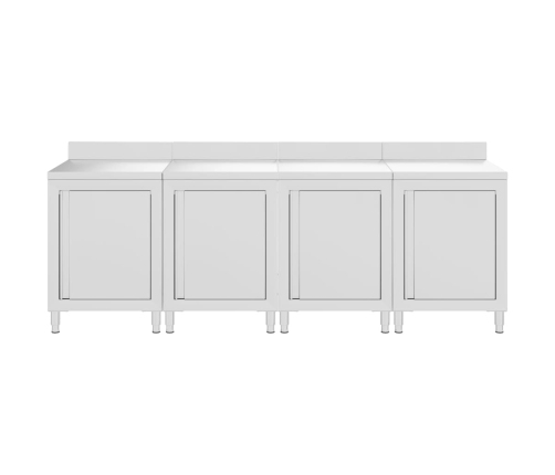 vidaXL virtuves darba galdu/skapīšu komplekts, 240x60x96 cm, tērauds