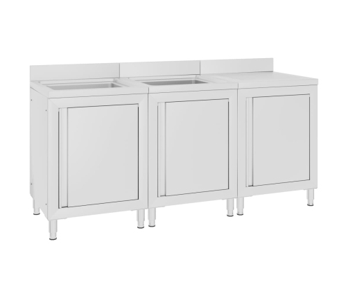 vidaXL virtuves izlietnes skapīši, 180x60x96 cm, nerūsējošs tērauds