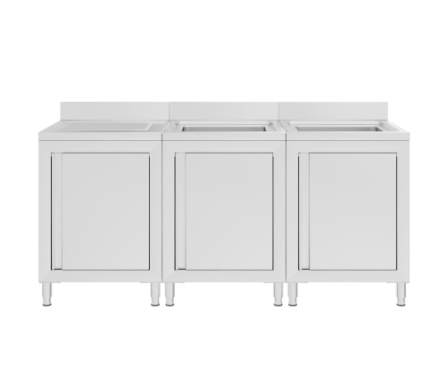 vidaXL virtuves izlietnes skapīši, 180x60x96 cm, nerūsējošs tērauds