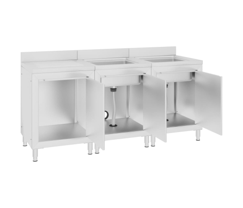 vidaXL virtuves izlietnes skapīši, 180x60x96 cm, nerūsējošs tērauds