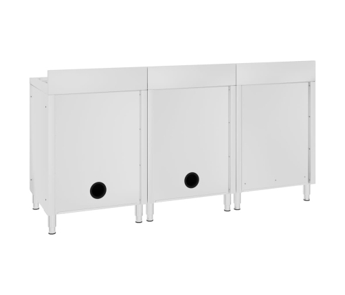 vidaXL virtuves izlietnes skapīši, 180x60x96 cm, nerūsējošs tērauds