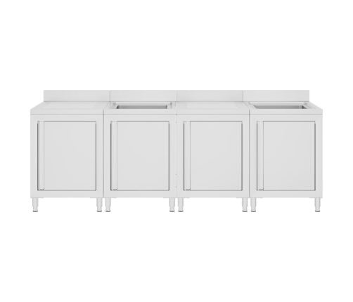 vidaXL virtuves izlietnes skapīši, 240x60x96 cm, nerūsējošs tērauds