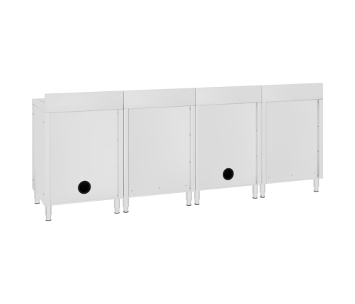 vidaXL virtuves izlietnes skapīši, 240x60x96 cm, nerūsējošs tērauds