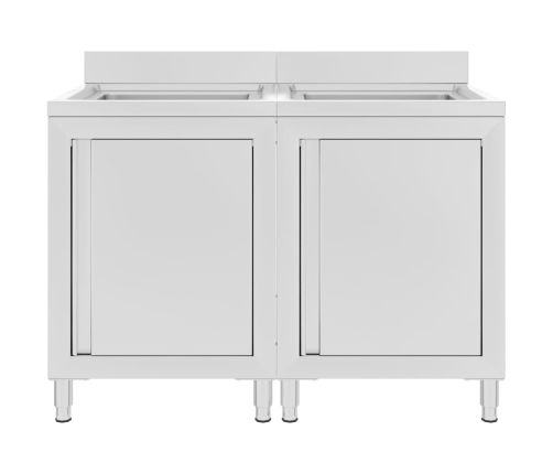 vidaXL virtuves izlietnes skapīši, 2 gab., nerūsējošs tērauds