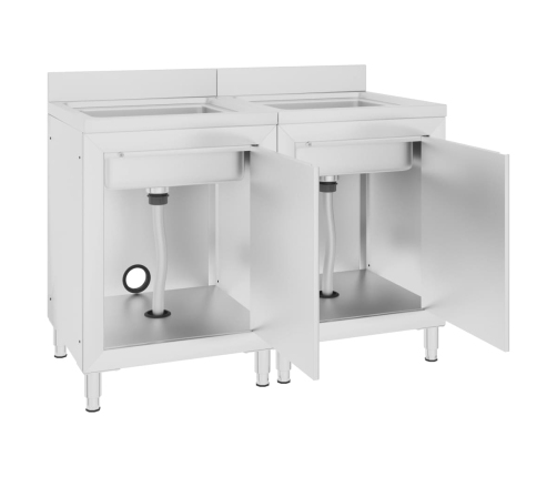 vidaXL virtuves izlietnes skapīši, 2 gab., nerūsējošs tērauds