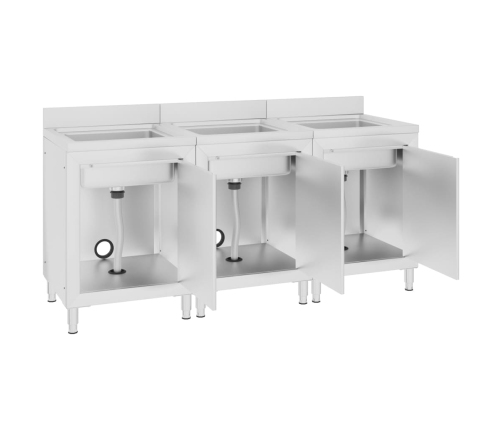 vidaXL virtuves izlietnes skapīši, 3 gab., nerūsējošs tērauds