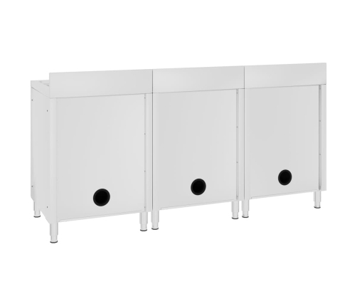 vidaXL virtuves izlietnes skapīši, 3 gab., nerūsējošs tērauds