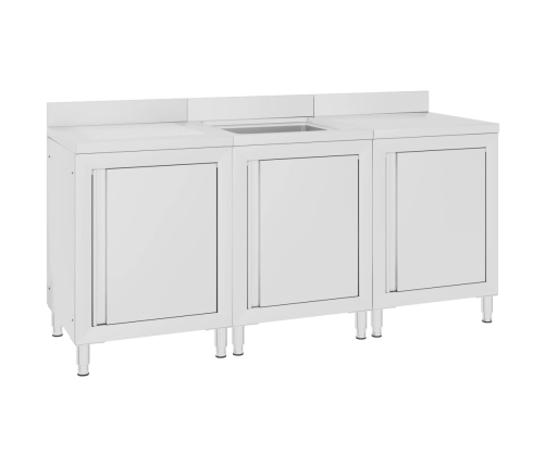 vidaXL virtuves izlietnes skapīši, 180x60x96 cm, nerūsējošs tērauds