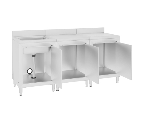 vidaXL virtuves izlietnes skapīši, 180x60x96 cm, nerūsējošs tērauds