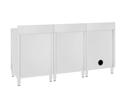 vidaXL virtuves izlietnes skapīši, 180x60x96 cm, nerūsējošs tērauds