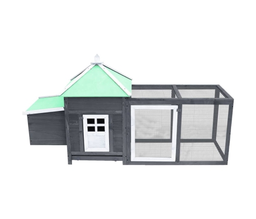 vidaXL vistu būris ar perētavu, pelēks, 190x72x102 cm, egles masīvkoks