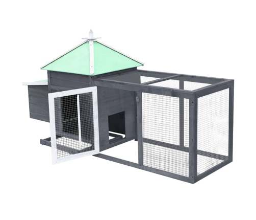 vidaXL vistu būris ar perētavu, pelēks, 190x72x102 cm, egles masīvkoks