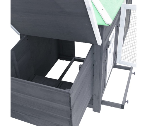 vidaXL vistu būris ar perētavu, pelēks, 190x72x102 cm, egles masīvkoks