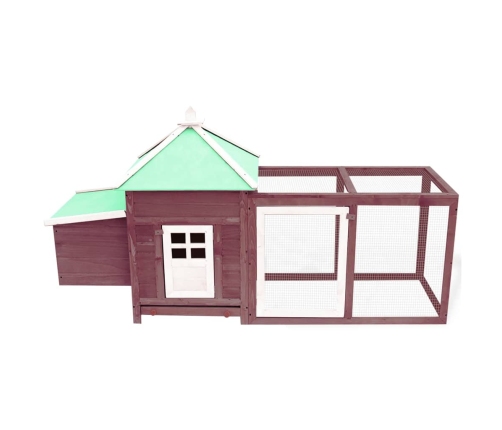 vidaXL vistu būris ar perētavu, brūns, 190x72x102 cm, egles masīvkoks