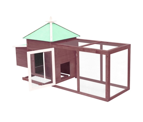 vidaXL vistu būris ar perētavu, brūns, 190x72x102 cm, egles masīvkoks