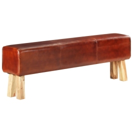 Vingrošanas Buks, 160 Cm, Brūna Dabīgā Āda, Akācijas Masīvkoks Vidaxl