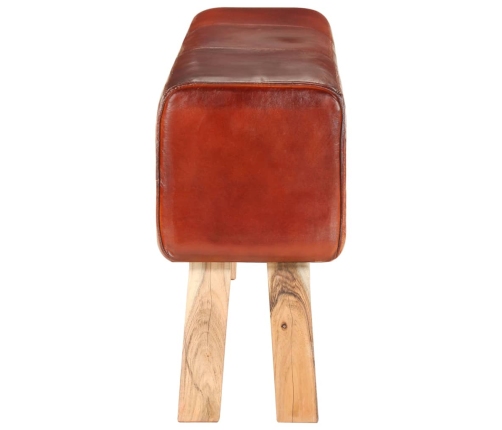 vidaXL vingrošanas buks, 160 cm, brūna dabīgā āda, akācijas masīvkoks