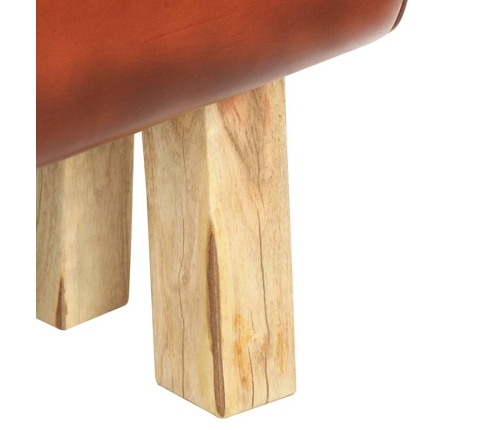 vidaXL vingrošanas buks, 160 cm, brūna dabīgā āda, akācijas masīvkoks