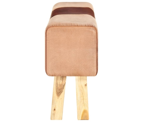 vidaXL vingrošanas buks, 160 cm, brūna dabīgā āda, akācijas masīvkoks