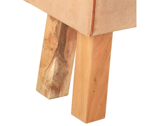 vidaXL vingrošanas buks, 160 cm, brūna dabīgā āda, akācijas masīvkoks