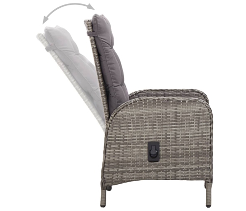 11-Daļīgs Dārza Mēbeļu Komplekts, Pelēks, Pe Rotangpalma Vidaxl