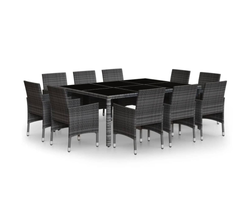 vidaXL 11-daļīgs dārza mēbeļu komplekts, pelēks, PE rotangpalma