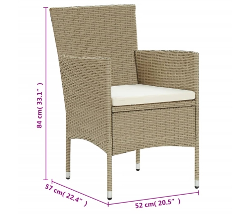 vidaXL 11-daļīgs dārza mēbeļu komplekts, bēša PE rotangpalma