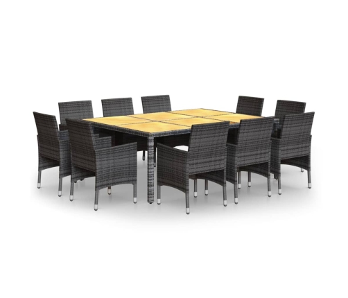 vidaXL 11-daļīgs dārza mēbeļu komplekts, pelēks, PE rotangpalma