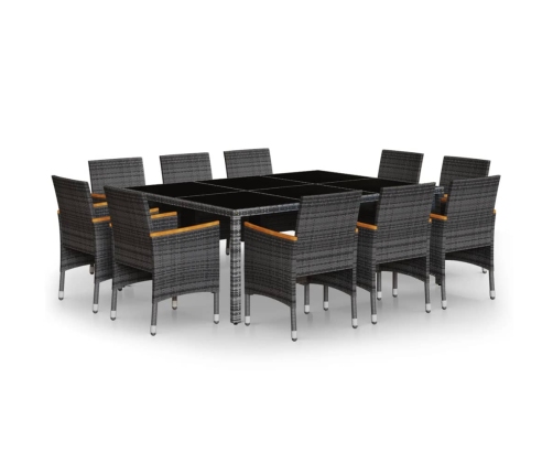 vidaXL 11-daļīgs dārza mēbeļu komplekts, pelēks, PE rotangpalma