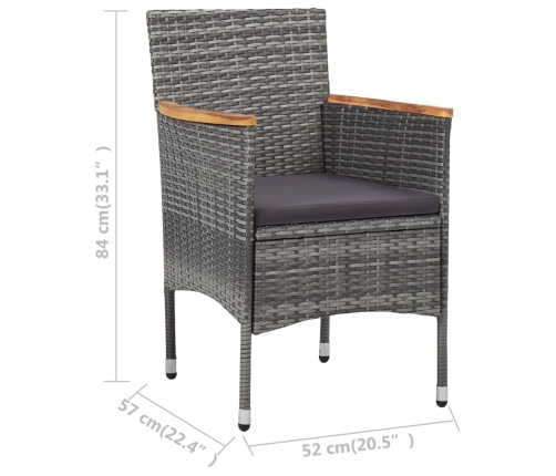 vidaXL 11-daļīgs dārza mēbeļu komplekts, pelēks, PE rotangpalma