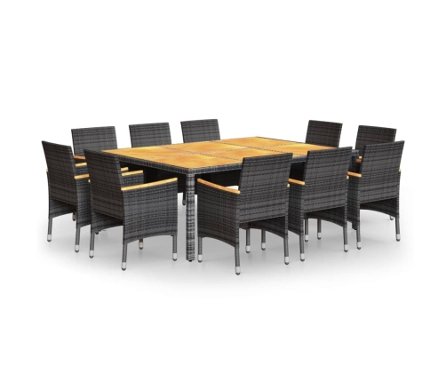 vidaXL 11-daļīgs dārza mēbeļu komplekts, pelēks, PE rotangpalma