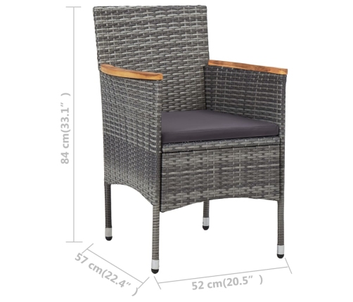 vidaXL 11-daļīgs dārza mēbeļu komplekts, pelēks, PE rotangpalma