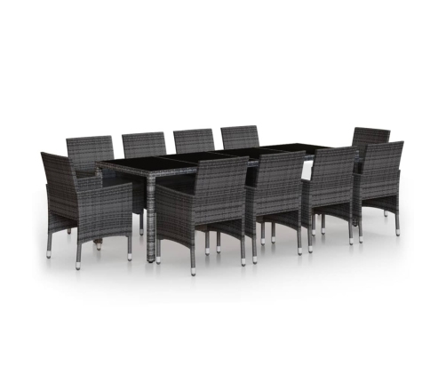 vidaXL 11-daļīgs dārza mēbeļu komplekts, pelēks, PE rotangpalma