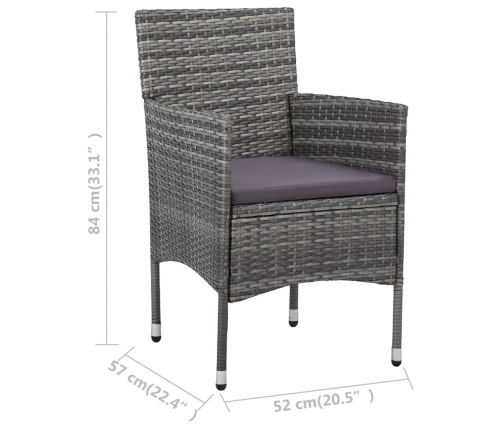 vidaXL 11-daļīgs dārza mēbeļu komplekts, pelēks, PE rotangpalma