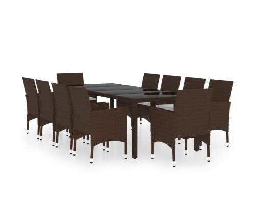 11-Daļīgs Dārza Mēbeļu Komplekts, Brūns, Pe Rotangpalma Vidaxl