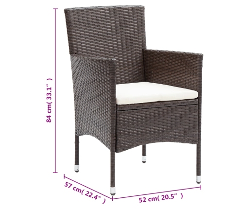 11-Daļīgs Dārza Mēbeļu Komplekts, Brūns, Pe Rotangpalma Vidaxl