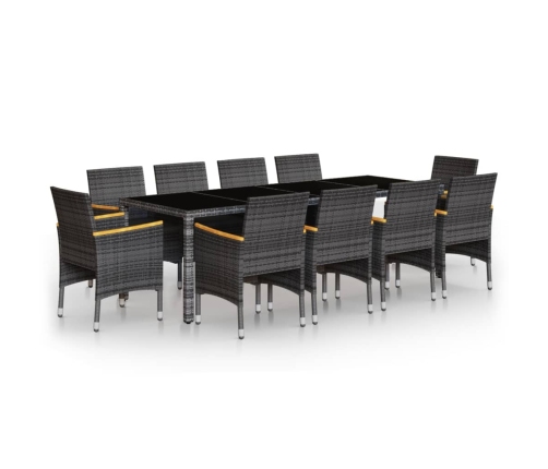 vidaXL 11-daļīgs dārza mēbeļu komplekts, pelēks, PE rotangpalma