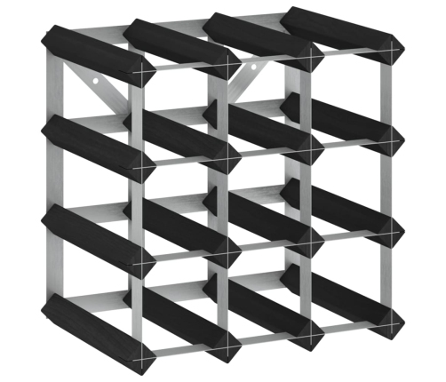 vidaXL vīna pudeļu plaukts 12 pudelēm, melns priedes masīvkoks