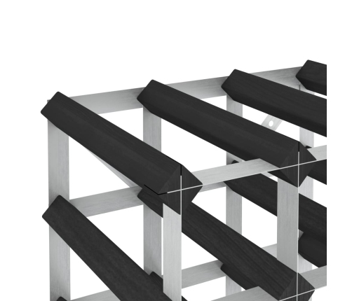 vidaXL vīna pudeļu plaukts 12 pudelēm, melns priedes masīvkoks