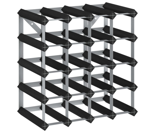 Vīna Pudeļu Plaukts 20 Pudelēm, Melns Priedes Masīvkoks Vidaxl