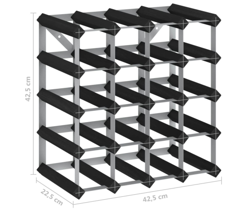 Vīna Pudeļu Plaukts 20 Pudelēm, Melns Priedes Masīvkoks Vidaxl