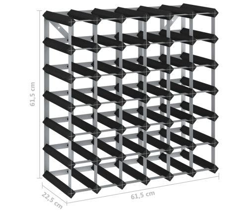 vidaXL vīna pudeļu plaukts 42 pudelēm, melns priedes masīvkoks