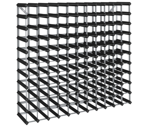 vidaXL vīna pudeļu plaukts 120 pudelēm, melns priedes masīvkoks