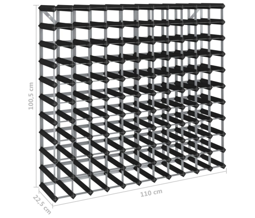 vidaXL vīna pudeļu plaukts 120 pudelēm, melns priedes masīvkoks