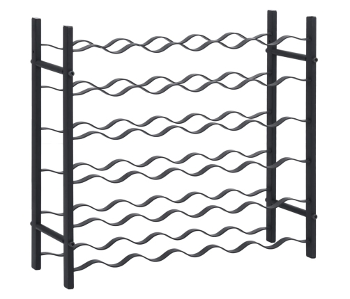 vidaXL vīna pudeļu plaukts 36 pudelēm, melna dzelzs