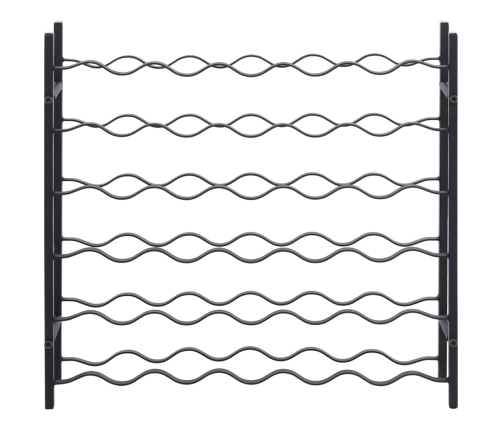 vidaXL vīna pudeļu plaukts 36 pudelēm, melna dzelzs